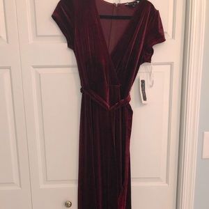 Maxi bridesmaids dress burgundy color